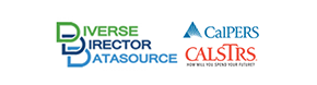 Logo for Equilar Diversity Network Partner, the Diverse Director Datasource, CalPERS and CalSTRS